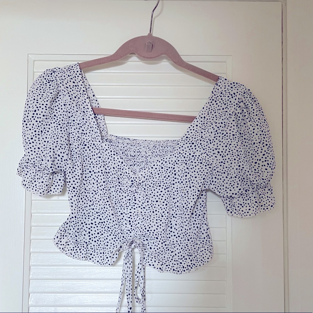 Dot Print Cottage Crop Top
